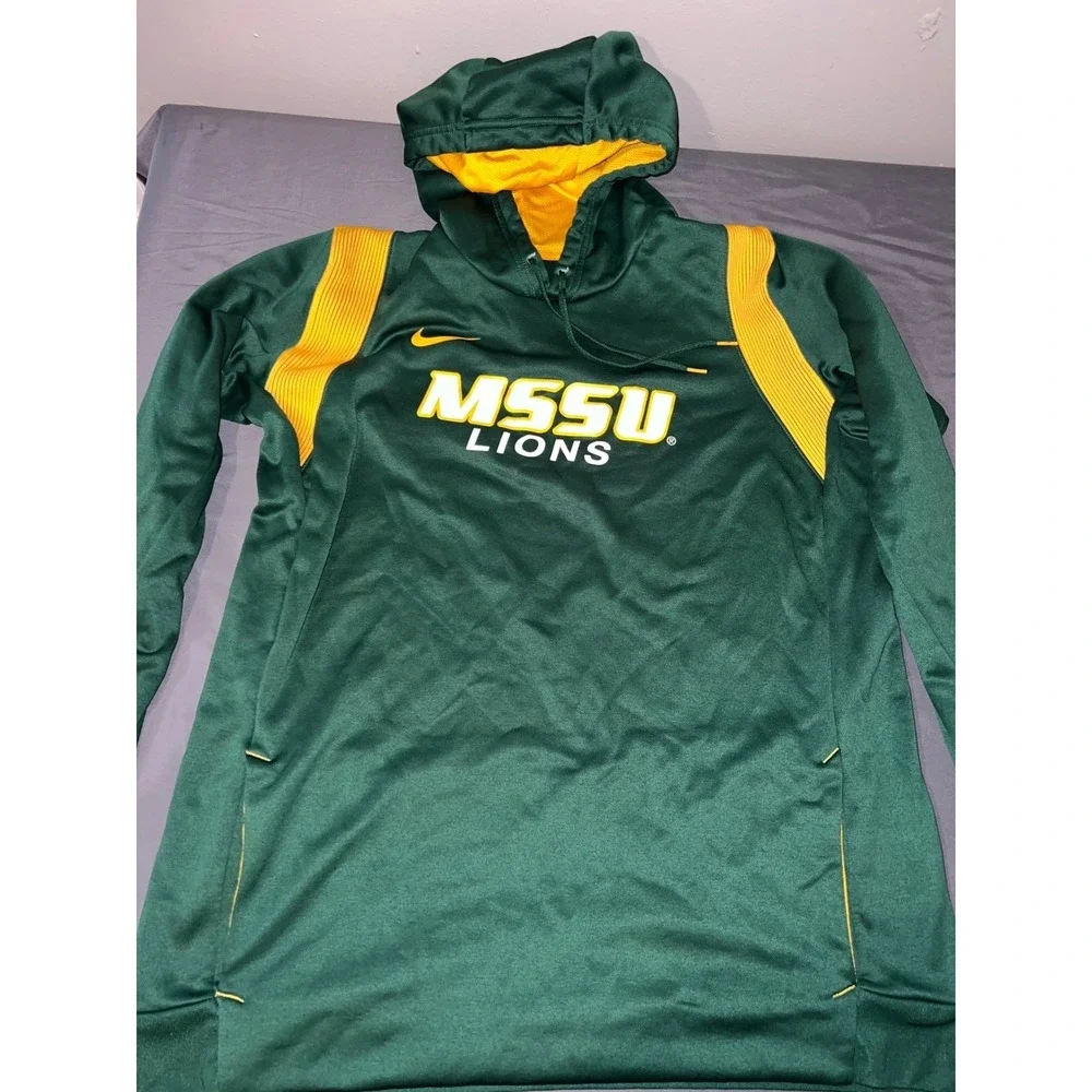 Nike MSSU Lions Hoodie Mens XL Green Therma-FIT Missouri Southern Pullover